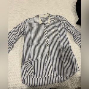 Lacoste Men's Blue and White Striped Shirt